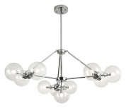 люстра на штанге с шаровыми плафонами из прозрачного стекла