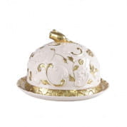 Taormina white & gold round tray dome covered лоток, Villari