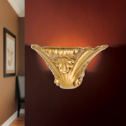 настенное бра в виде декоративной консоли с рельефным золотистым оформлением