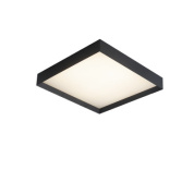 квадратный потолочный светильник чёрного цвета, лаконичный корпус