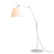 торшер для террас с тканевым абажуром и длинной изогнутой стойкой