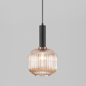 подвесной светильник с рифлёным стеклянным плафоном шарообразной формы