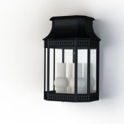 настенное бра черного цвета с металлическим корпусом и стеклянными стенками