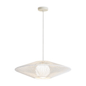 подвесной светильник с широким плоским плафоном молочного оттенка