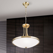 подвесной светильник с широким матовым стеклянным плафоном и патинированной арматурой