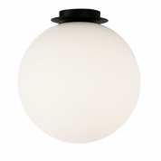 потолочный светильник сферической формы, корпус чёрный, опаловый плафон, IP44
