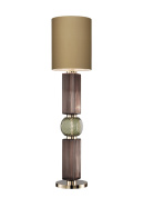 торшер с тканевым абажуром и бронзовой стойкой