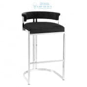 111672 Counter Stool Dante polished ss black velvet Eichholtz