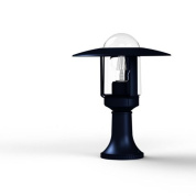 садовый светильник на ножке с купольным плафоном синего цвета