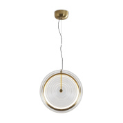 подвесной светильник с золотистой подвеской и дисковым рассеивателем