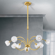 подвесная люстра с девятью рожками и гранёными стеклянными декоративными элементами