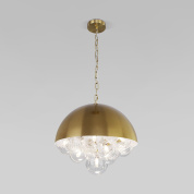 подвесной светильник с куполообразным металлическим плафоном и хрустальными подвесками