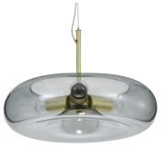 подвесной светильник с плоским плафоном из дымчатого стекла и латунным креплением