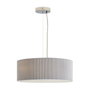 подвесной светильник с текстильным абажуром на металлической подвеске цвета хром