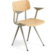 рабочее кресло с подлокотником, бежевое деревянное сиденье на металлической основе