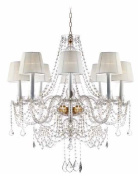 классическая люстра с восемью рожками и тканевыми абажурами