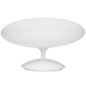 настольная лампа с широким полусферическим плафоном белого цвета