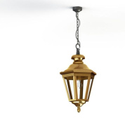 подвесной уличный светильник с металлическим корпусом золотистого цвета