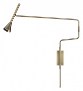 настенное бра с изогнутым корпусом и плафоном янтарного оттенка