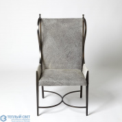 Iron Wing Chair w/Grey Hair-on-Hide Global Views кресло