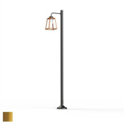 уличный фонарный столб с плафоном в металлическом каркасе под латунь