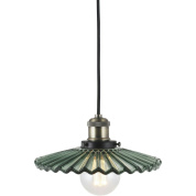 подвесной светильник с гофрированным плафоном зелёного оттенка