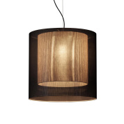 подвесной светильник с абажуром коричнево-бежевого тона из текстиля
