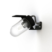 уличное настенное бра с прозрачной лампой и чёрным козырьком