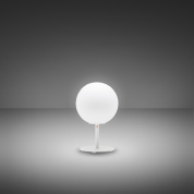 настольный светильник с абажуром и стеклянным плафоном на металлической ножке