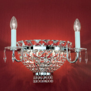 настенное бра с хрустальной чашей и двумя свечными рожками