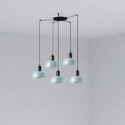 подвесной светильник серо-голубой глянцевый 5 плафонов