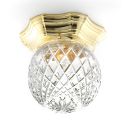 накладной потолочный светильник с гранёным стеклянным плафоном и фигурной позолоченной рамкой