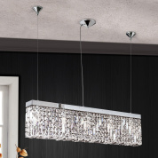 подвесной линейный светильник с продолговатым корпусом и кристальными вставками