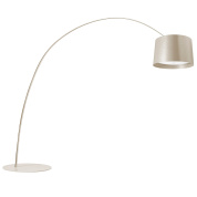 дизайнерский торшер с дугообразной опорой и бежевым абажуром