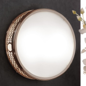 накладной потолочный светильник с крупным матовым рассеивателем и перфорированным латунным ободом