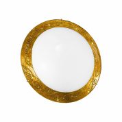 потолочный светильник с круглым плафоном и золотым орнаментом