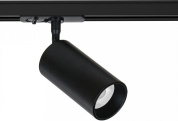 трековый цилиндрический светильник с поворотной головкой чёрного цвета для однофазного трека