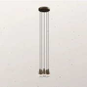 кольцевая люстра с шестью плафонами вытянутой формы из железа