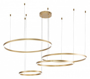 подвесной светильник с четырьмя кольцами из алюминия золотого цвета на подвесе