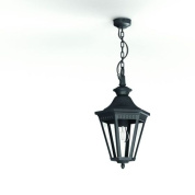 подвесной фонарь чёрного цвета на цепи с прозрачным плафоном