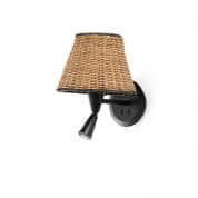 64309-71 Faro SUMBA Black/rattan table lamp with reader настенный светильник матовый черный