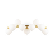 настенный светильник с белыми шарами на золотой планке