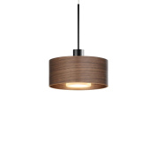 подвесной трековый светильник с корпусом из древесного шпона орехового оттенка для магнитной системы