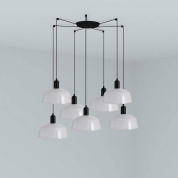 подвесной светильник чёрно-белый глянцевый 7 плафонов