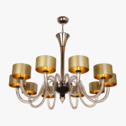 CL527-16 Bella Figura Brunetti шестнадцатирожковая люстра с глянцевыми элементами и абажурами цвета шампань