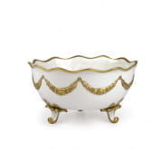 Empire white & gold footed serving bowl чаша, Villari