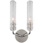 настенное двухламповое бра с высокими цилиндрическими стеклянными плафонами