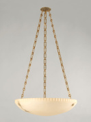подвесной потолочный светильник-чаша из латуни с алебастровым рассеивателем