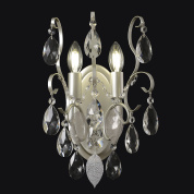 настенное бра с хрустальными элементами на серебристом основании