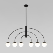 потолочная люстра с пятью шарообразными плафонами на дугообразных держателях